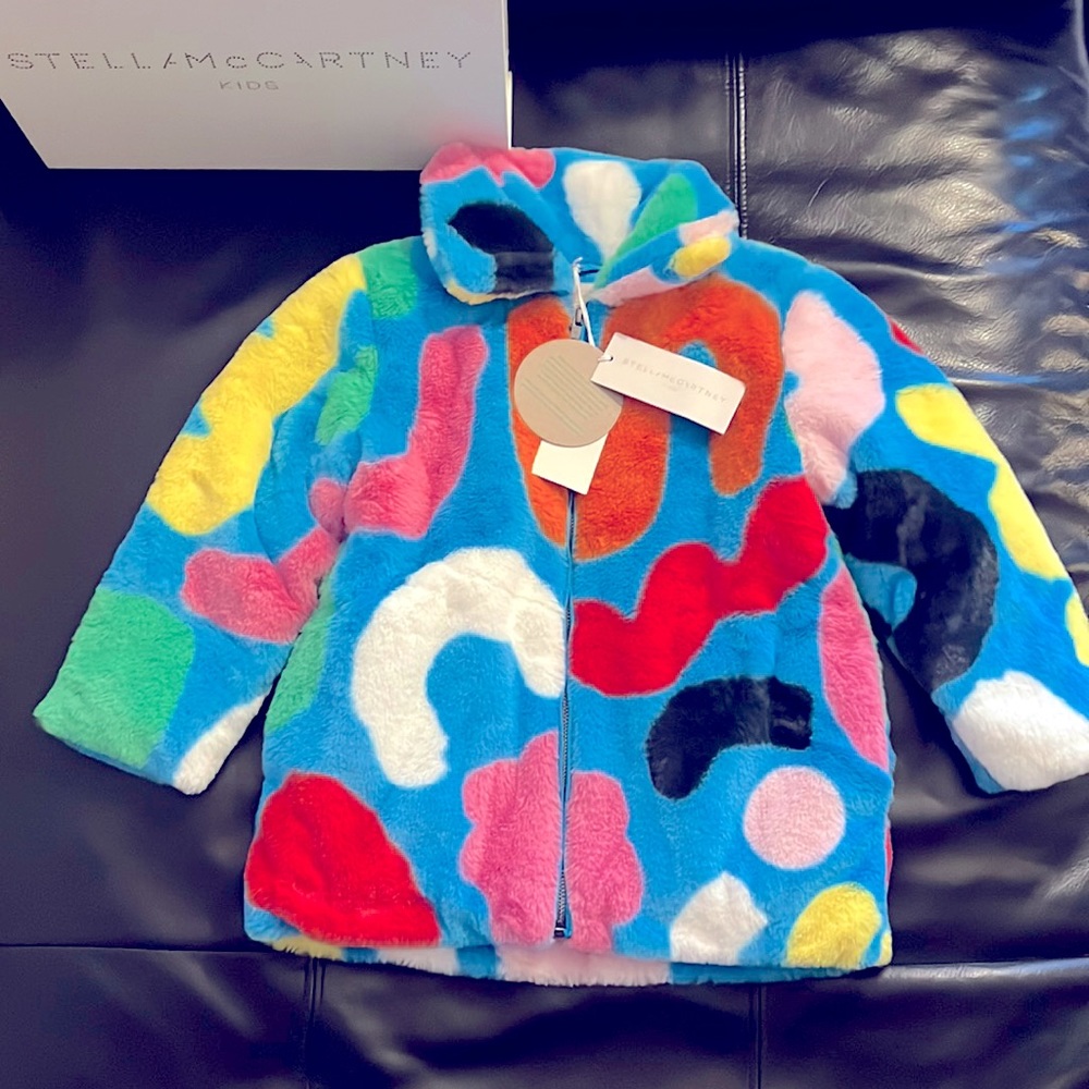 Stella McCartney Kids Abstract Shape Faux Fur Jacket